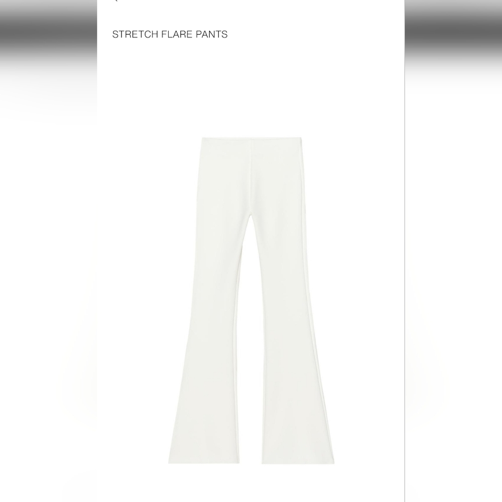Zara Oyster White Stretch Flare Pants